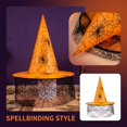thumbnail image 2 of Halloween Witch Hat Oxford Fabric with Mesh Netting, Pointed Cone Costume Hat with Wide Brim, Wizard Headwear for Party Dress Up Cosplay Event Saffron, 2 of 7