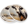 thumbnail image 3 of Cow Portraits Coasters Absorbent Moisture Non-Slip Drink Coaster Ceramic Stone with Cork Base Desktop Protection Prevent Furniture Damage 4PCS Home Decor, 3 of 6