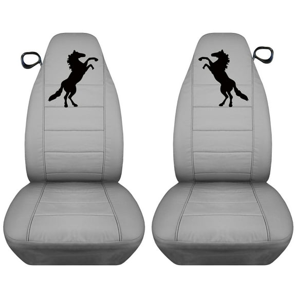 Designcovers Fits 1994-2004 Ford Mustang w Black Standing Horse Cotton Seat Covers:Silver