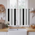 thumbnail image 2 of Black Gray Striped Kitchen Curtains, Farmhouse Stripe Art Light Filtering Window Curtain Panels, 2Pcs Rod Pocket Window Treatments Set for RV Dining Room Study Room 42x54 Inches, 2 of 9