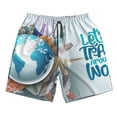 thumbnail image 2 of Honeii's Let's go Travel Print Men's Casual Shorts with Drawstring，Swim Trunks Quick Dry Beach Shorts, 2 of 5