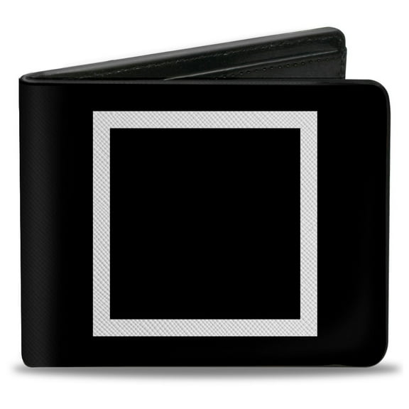 Buckle-Down Wallet, Bifold, Shape Square Black White, Vegan Leather