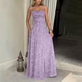 thumbnail image 6 of Kvture Women's Spaghetti Strap Dress Floral Lace Maxi Dress Square Neck Backless A-Line Elegant Formal Gown for Prom Purple, 6 of 8