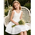 thumbnail image 5 of Aideaone Girls Sleeveless Square Neck Dress Ruched Waist A Line Church Party Style for Tweens Teens 7-16, 5 of 8