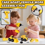 Kids Tool Bench with Construction Vehicle, Realistic Toy Tools Sets with Wrenches, Screwdrivers, Gear Table and Storage, Toddler Tool Bench Learning Gift for Boys Age 2 3 4 5