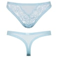 thumbnail image 6 of Curve Muse Women’s Sexy Lace Thong Bikini G-String Underwear Panties-3 Pack-Blue,Mauve,Black-XL, 6 of 7