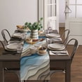 thumbnail image 4 of Table Runner Dresser Scarves 72 Inch Long, Modern Abstract Wave Lines Linen Dining Table Runners Ombre Blue White Brown Color Block Tabletop Scarf for Wedding Holiday Party Kitchen, 4 of 7