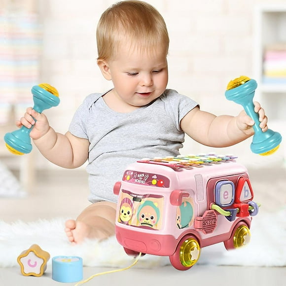 School Bus teenager Toy Piano Bus Toys Musical Instrument Educational Toys Red-SinKeeU