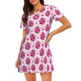 thumbnail image 1 of Saiise Motif Boules Disco Roses Groovy Chemise de Nuit à Manches Courtes Col Rond Mignonne Robe de Nuit Confortable, 1 of 6