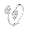 thumbnail image 1 of Sterling Silver Bypass Double Leaf Ring With Swarovski Crystals, 1 of 1
