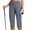 Blue, variant on High Waist Workwear Womens Capris Button Pull-On Straight Leg Slimming Dressy Casual Pants with Pocket Black, XL