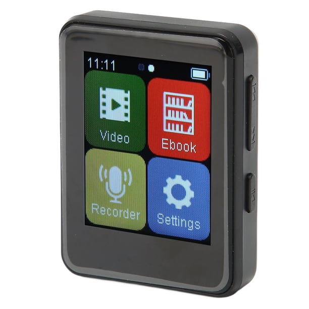 Reproductor de MP3 Bluetooth 5.0 Reducción de ruido inteligente HD Radio FM Libro eléctrico Reproductor de MP3 de pantalla táctil completa de 1.8 pulgadas Tarjeta de memoria de 64 GB Negro