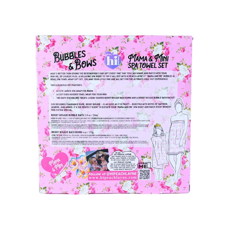 Hi Peach Layne Mama & Me Bath Wrap Set with Pink and White Bow