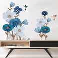 thumbnail image 3 of White Blue Flower Wall Sticker Flying Birds Floral Plant Wall Sticker, 3 of 5
