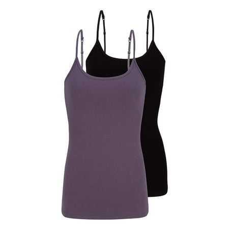 

M&M SCRUBS Women s Camisole Cotton Stretch Slim-Fit Cami Soft and Breathable Undershirt with Adjustable Strap Tank Top Multi Pack of 2 (Charcoal Black) Medium