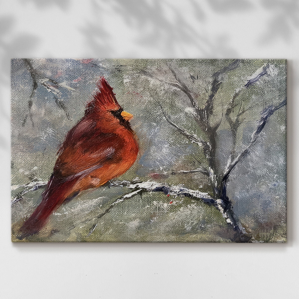 Cardinal in Snow II- Gallery Wrapped Canvas