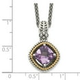 thumbnail image 2 of 925 Sterling Silver Polished Prong set Oxidized Lobster Claw Closure With 14k 2.10Amethyst 18inch Necklace 14mm Wide Pen, 2 of 2