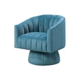 thumbnail image 5 of Swivel Accent Chair- Barrel Channel Stitched Velvet- Teal Blue, 5 of 10