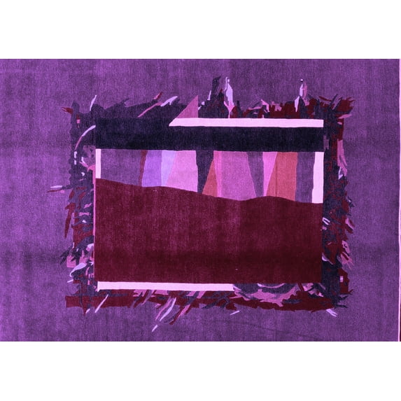 Ahgly Company Indoor Rectangle Abstract Purple Modern Area Rugs, 3' x 5'