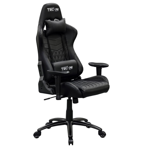 Pemberly Row Ergonomic High-Back Racer Style Gaming Chair in Black