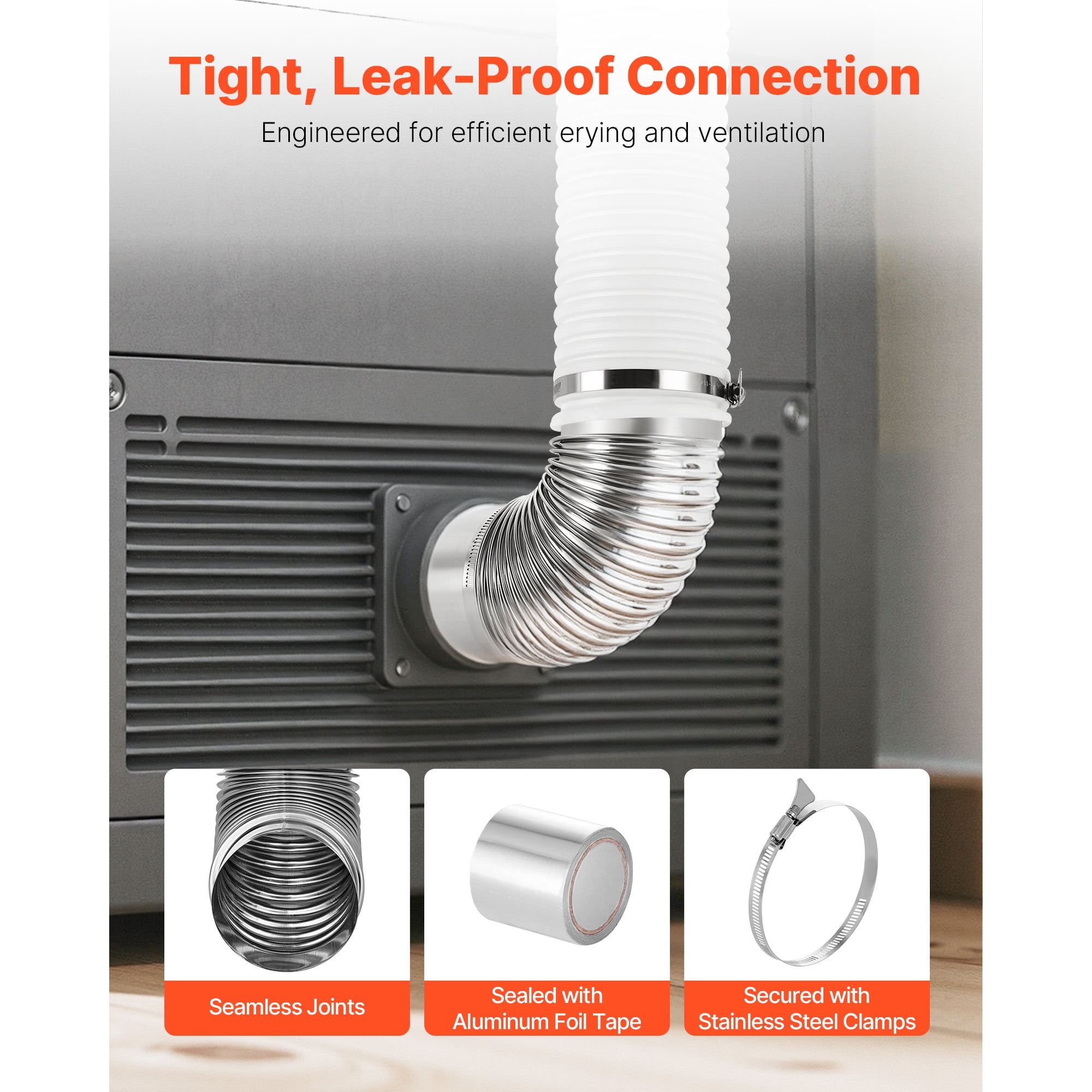 KFFKFF 2 Pack Dryer Vent Elbow, 90-Degree Hose Connector Kit for 4-Inch Ducts, Stainless Steel Elbows with Clamps and Aluminum Foil Tape, Ideal for HVAC Systems, Pipes, and Tight Spaces