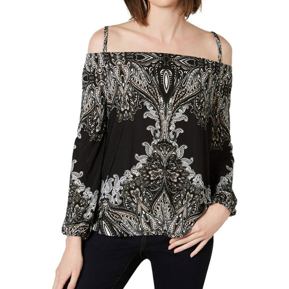 I-N-C Womens Long Sleeve Off The Shoulder Blouse