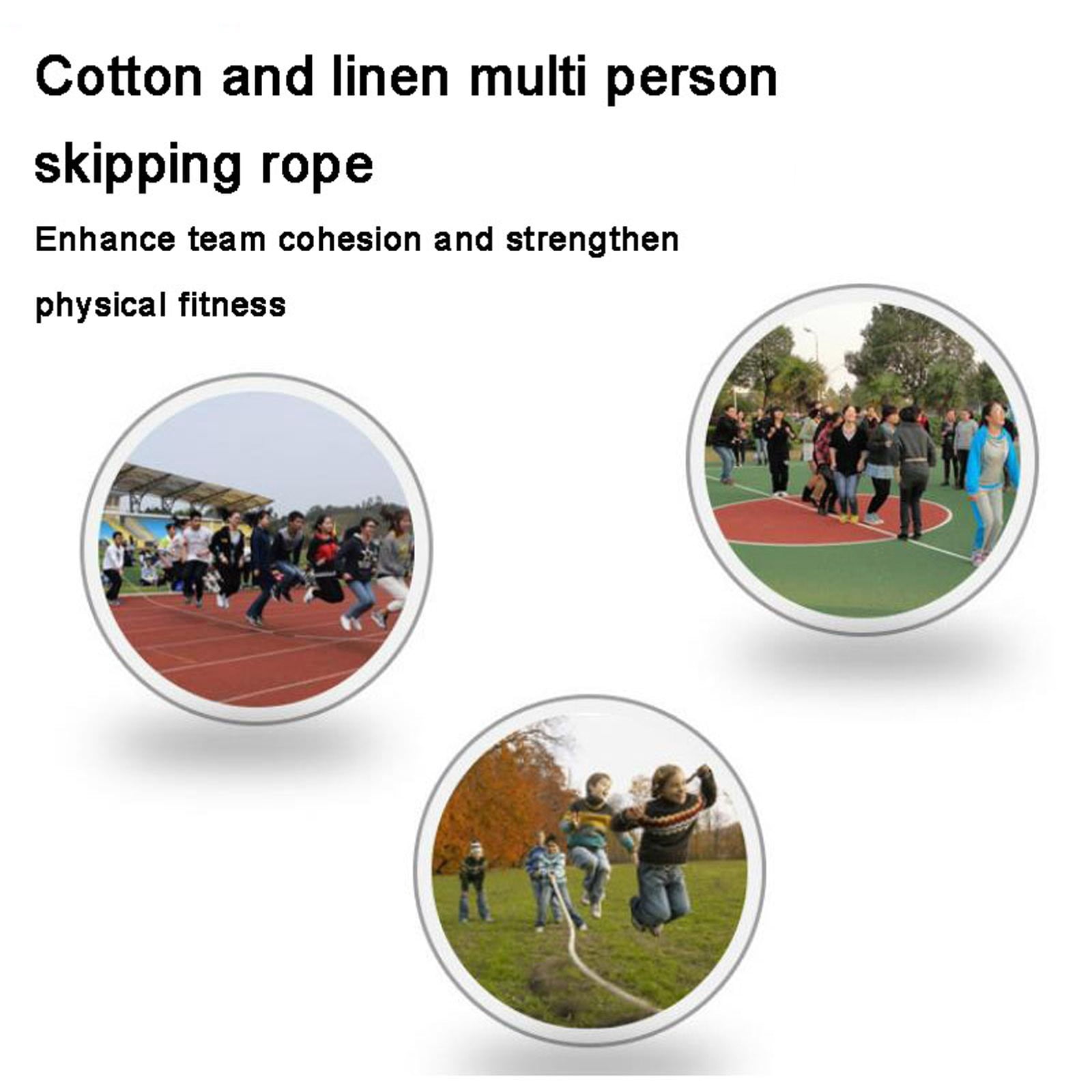 Multi Player Linen Jump Rope, Thick Wooden Handles, Multiple Length Options, Durable Linen Rope, Collective Swinging Rope for School Events, Group Sports, Outdoor Activities & Team Games