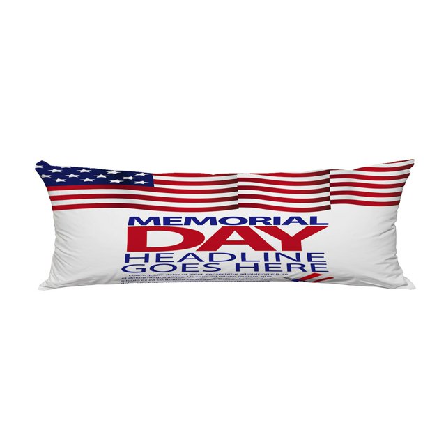Funda de almohada ABPHQTO Diseño de la bandera del Día de los Caídos 50x150 cm