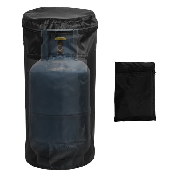 Oxford Cloth Propane Gas Cylinder Cover Waterproof Gas Bottle Full Cover with 2 Ventilation Ring Two Way Zipper for Outdoor
