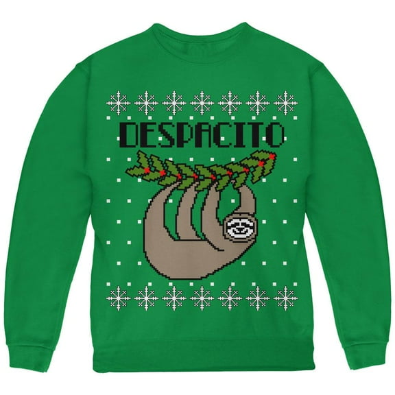 Despacito Means Slowly Sloth Funny Ugly Christmas Sweater Youth Sweatshirt Green YMD