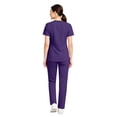 thumbnail image 3 of VV AVEORS Women Scrubs Sets Stretch Tops With Pockets & Cargo Pants Jogger Nurse Work Uniform Quick Drying Workwear Dark Purple XL, 3 of 5