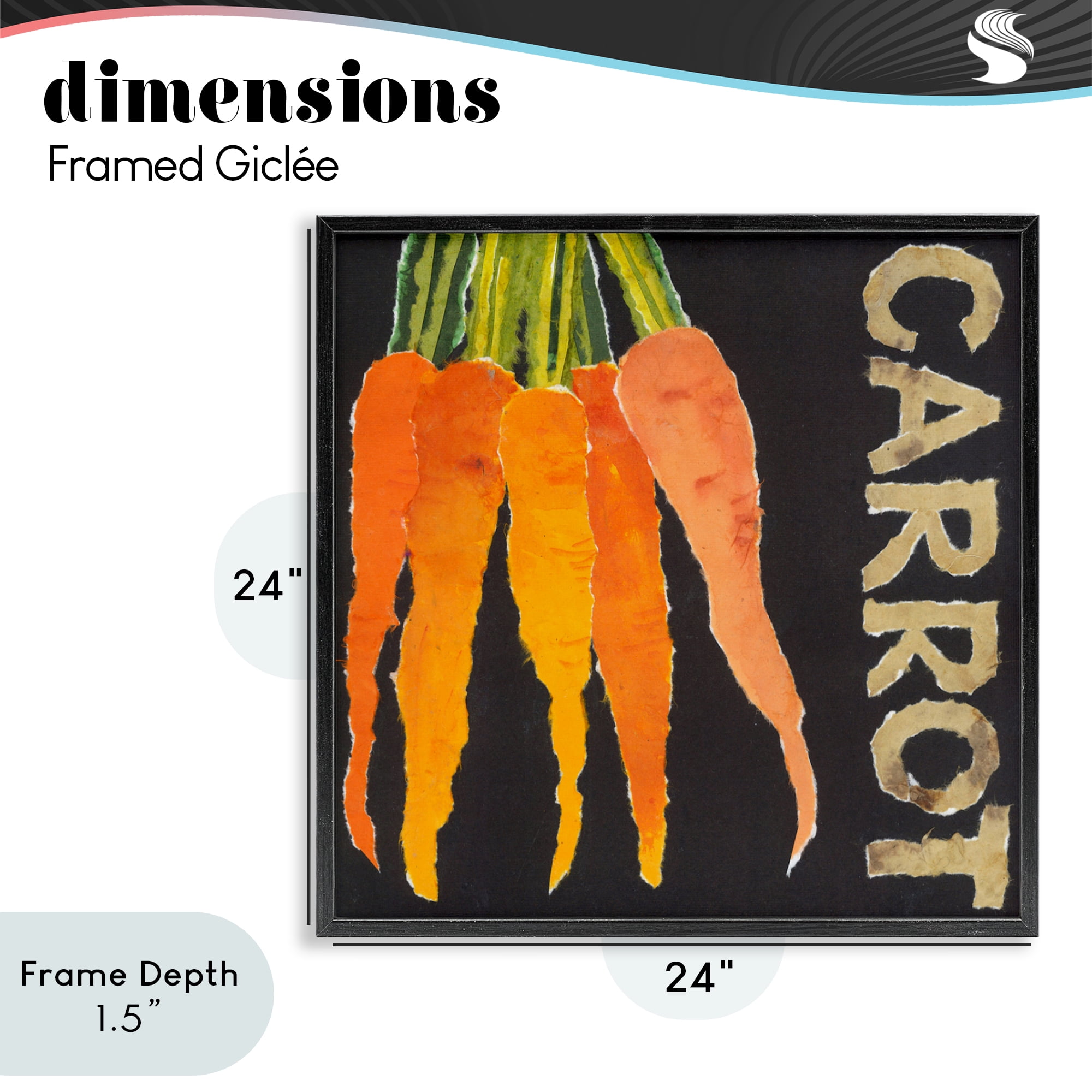 Stupell Industries Carrot Root Vegetable Black Framed Giclee Art, design by Nancy Overton