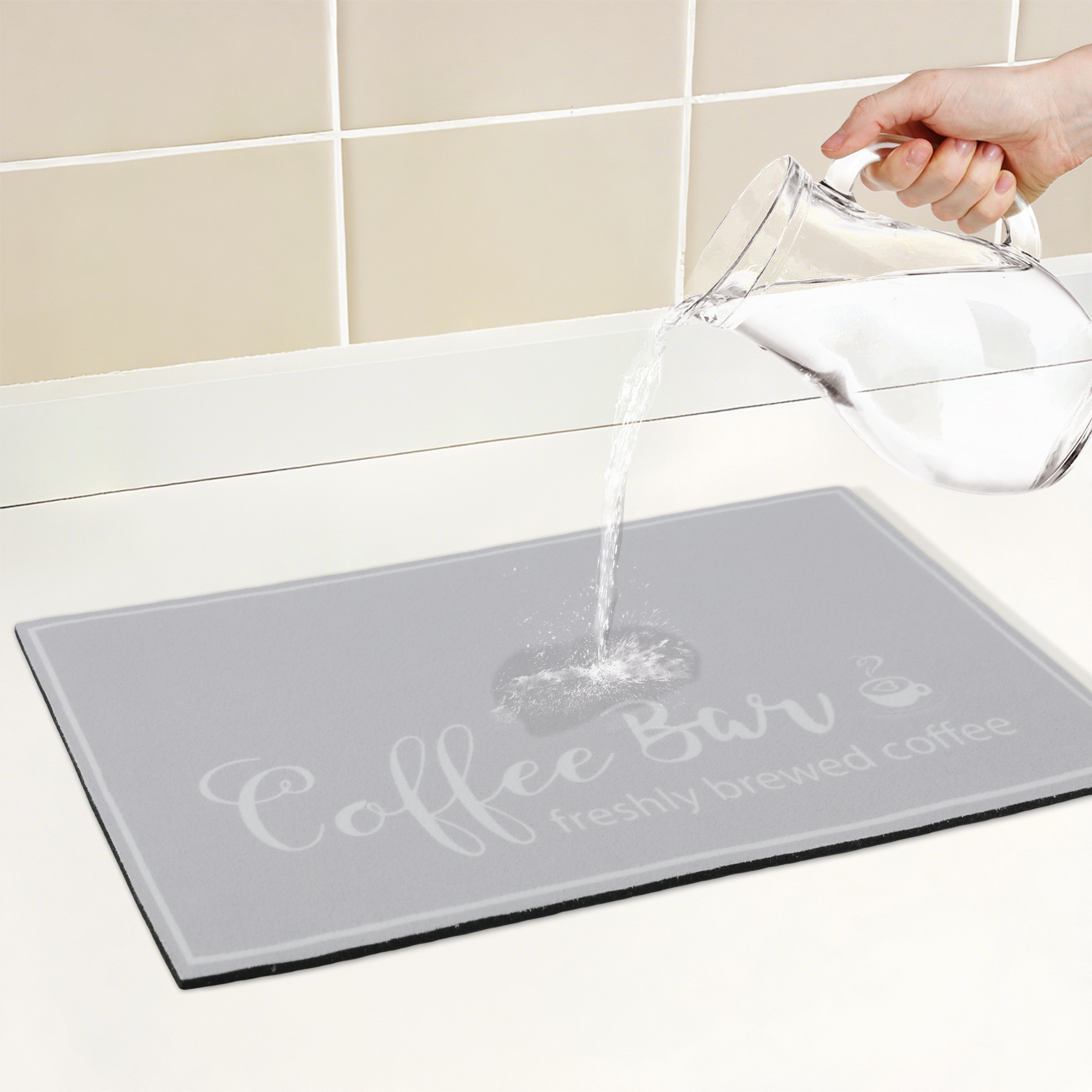 Unique Bargains Diatomaceous Quick Dry Coffee Mat for Kitchen Light Gray 15.7*11.8 inch