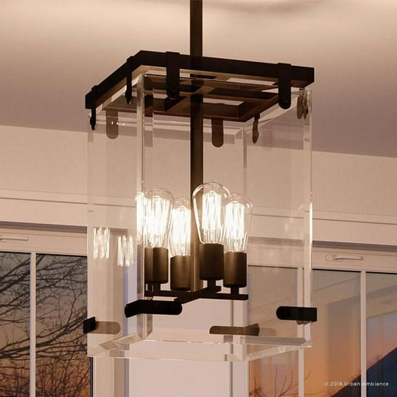 Urban Ambiance Luxury Mid-Century Modern Hall & Foyer, Size: 28-3/8"H x 14-3/4"W, with Luxe Style Elements, Olde Bronze Finish and Clear Shade, UHP2442