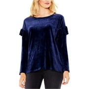 Vince Camuto Womens Velvet Pullover Blouse, Blue, Medium