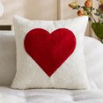 thumbnail image 6 of Valentine's Day Throw Pillow Cover - 18X18 Inch Teddy Fleece With Red Heart Embroidery Design - For Living Room Bedroom Sofa Couch Decoration, 6 of 6