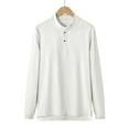 thumbnail image 2 of Posijego Men's Linen Shirts Long Sleeve Button T-Shirts Crew Neck Plain Basic Tee Casual Work Tops, 2 of 3