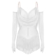 thumbnail image 5 of Aiihoo Womens Glittery Rhinestones Tassels Leotard Dance Shiny Rhinestones Latin Ballet Dancewear Ivory S, 5 of 7