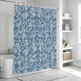thumbnail image 6 of Botanical Rose Bud Bathroom Shower Curtains with 12 Hooks Waterproof Shower Curtain for Stalls and Bathtubs Vintage Slate Blue Floral Leaves Farmhouse Decorative Bathroom Curtain 72x96 Inches, 6 of 9