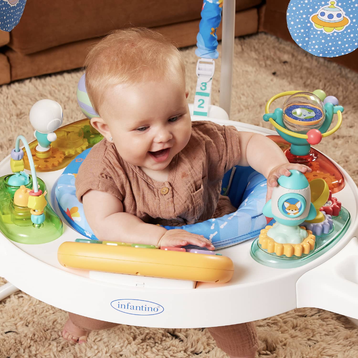 Open Box Infantino Magic Motion Activity Jumper: Space-Themed Adventure for Little Explorers, Unisex, 4+ Months