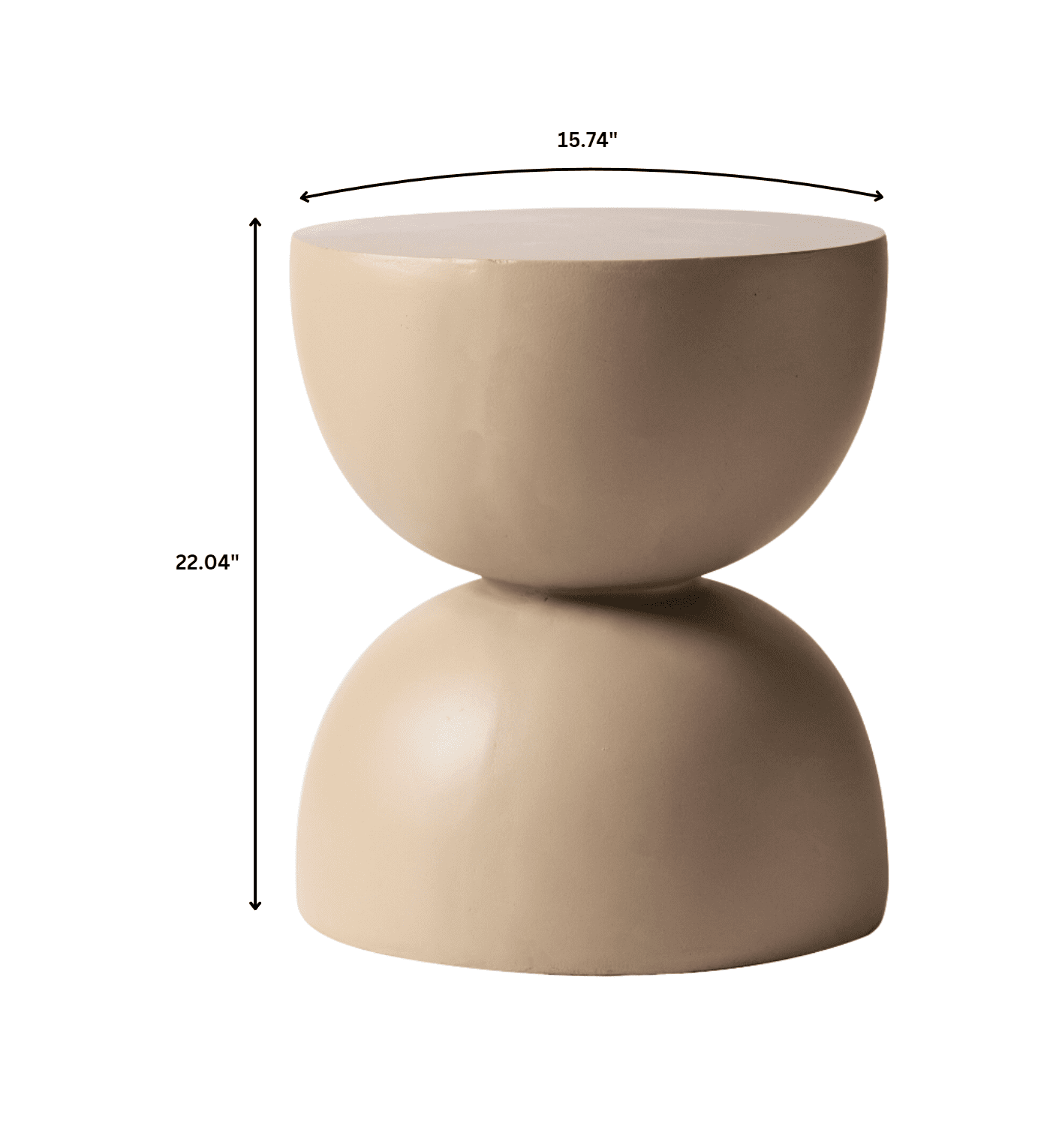 LeisureMod Minimalist Side Table, Fiber stone Round Hourglass Accent End Table Stool for Outdoor Patio, Indoor Home, Living Room Sofa, Weather-Resistant, Sage Series in Beige