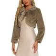 thumbnail image 4 of INSPIRE CHIC Chaqueta Bolero de Piel Sintética para Mujeres, Corta, con Lazo Frontal, Abrigo Esponjoso, Talla M, Caqui Oscuro, 4 of 6