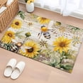 thumbnail image 2 of Summer Sunflower Bee 2x3 Area Rugs for Living Room, Yellow Floral Plants Wood Grain Rustic Non Slip Floor Mat Washable Low-Profile Indoor Carpet for Bedroom, Dining Room, Bathroom, 2 of 9