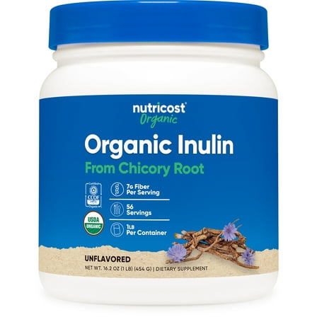 Nutricost Organic Inulin Powder 1LB, 7.5 Grams of Fiber Per Serving, Non-GMO Supplement