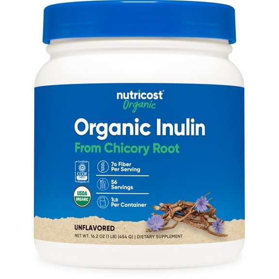 Nutricost Organic Inulin Powder 1LB, 7.5 Grams of Fiber Per Serving, Non-GMO Supplement