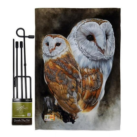 Breeze Decor BD-BI-GS-105040-IP-BO-D-US13-AL 13 x 18.5 in. Lustrous Garden Friends Birds Impressions Decorative Vertical Double Sided Flag Set with Banner Pole