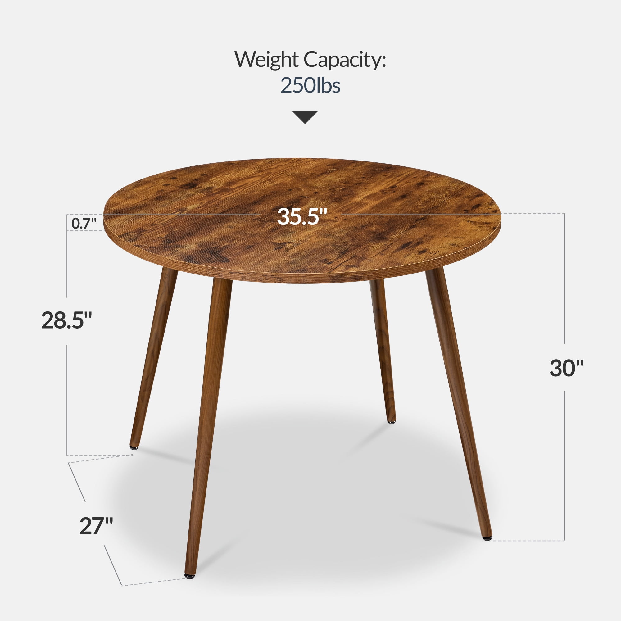 Best Choice Products Round Mid-Century Modern 35.5in Dining Table, Dinette for Home or Kitchen w/Wood Finish Steel Legs - Medium Brown