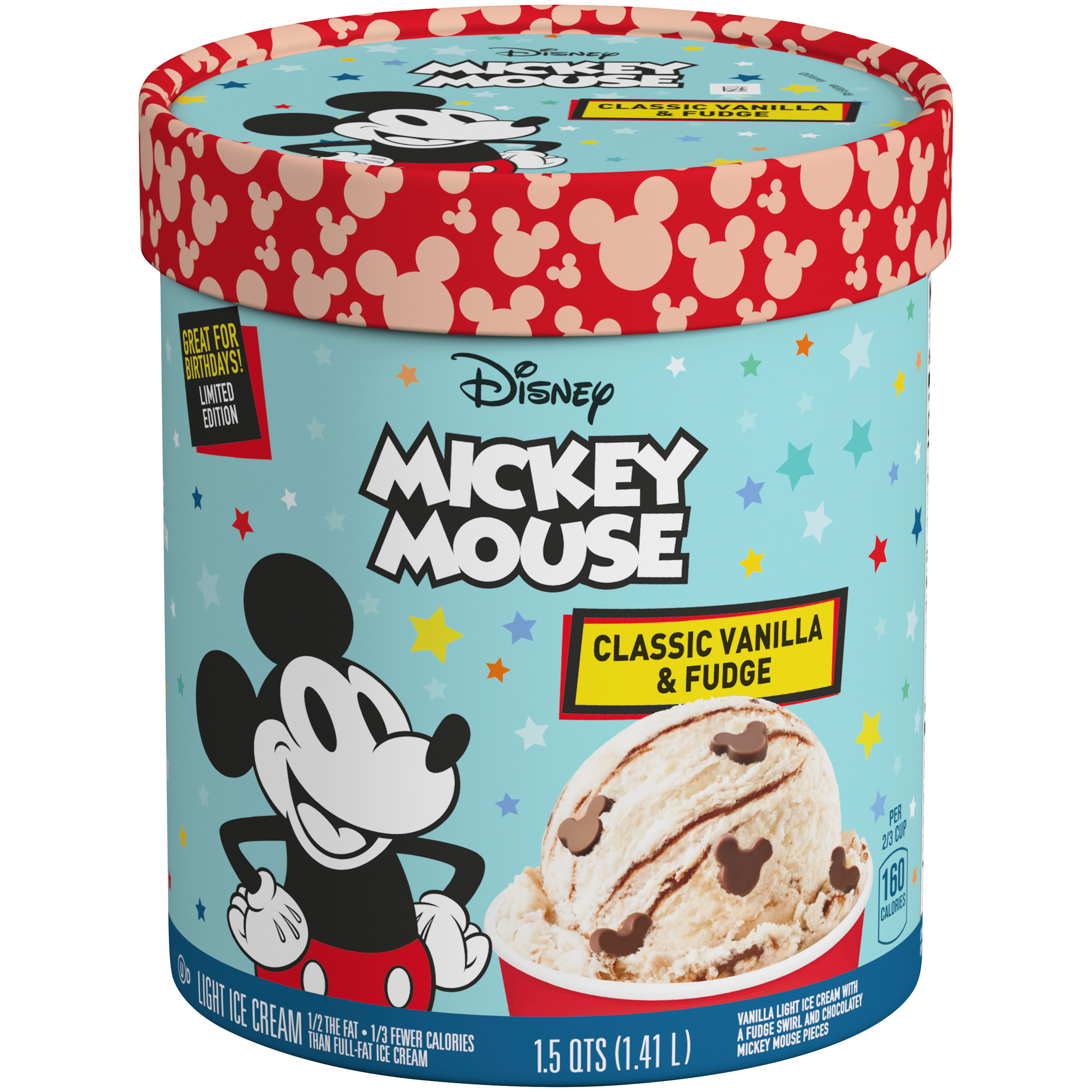 Disney Mickey Mouse Classic Vanilla Fudge Light Ice Cream 1 5 Qt Tub Walmart Com