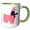 Green/White, variant on 3drose, Cute Creative Pink Llama Wearing a Blue Scarf Cartoon, 11oz Two-tone Blue Mug