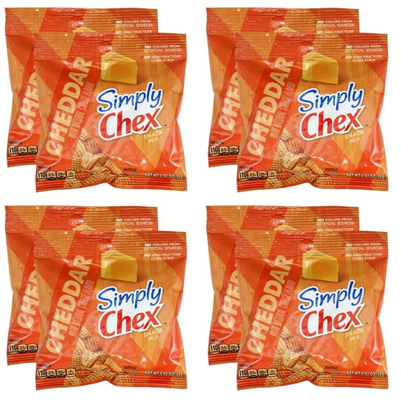 ChexMix Cheddar 0.92oz Bags 8 Pack, Snack Mix, Snack Packs, The Hampton Candy Company